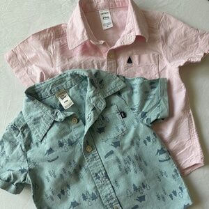 Set of TWO Short Sleeve Button Down Boy 24m